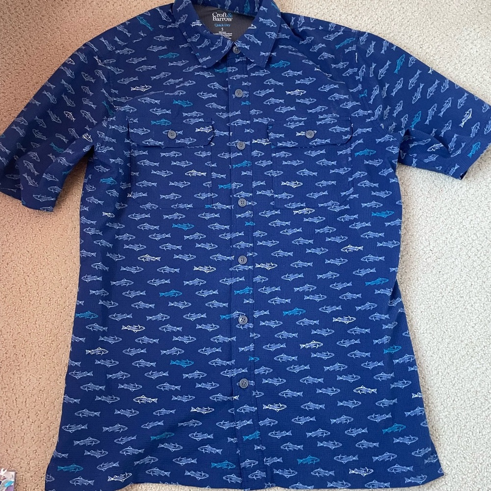 Croft & Barrow Men's Blue Fish polo Shirt